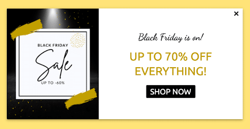 Black friday cyber monday popup design example